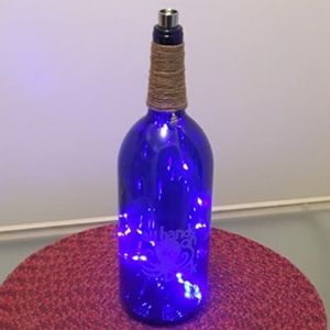 Large Lighted Wine Bottle w/All Hands on Deck!